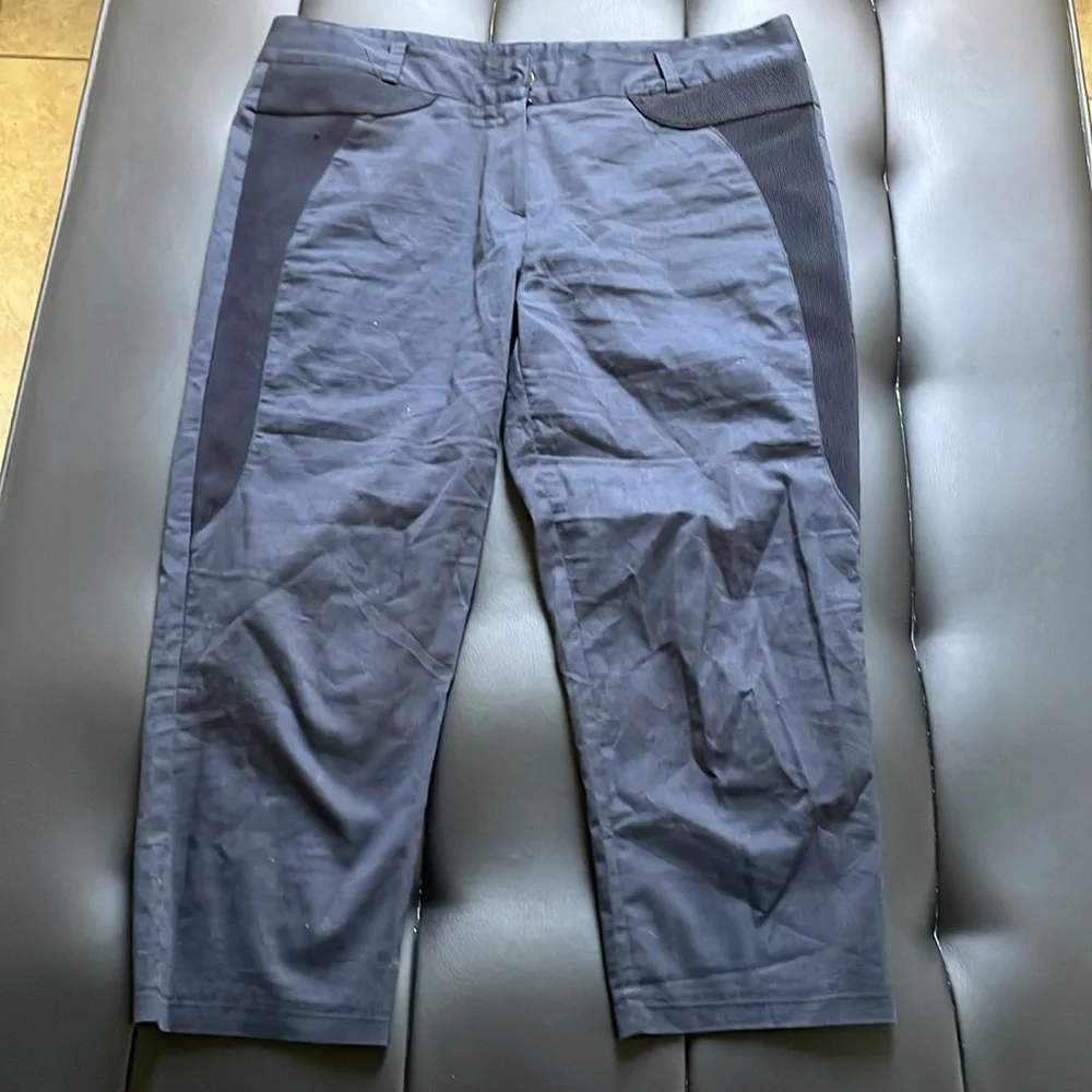 Tory Burch Navy Capris with Logo Patch